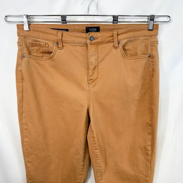 NYDJ Size 14 Jeans Margot Girlfriend Tan High Rise Stretch Straight Office 1116 - Image 3