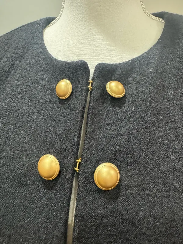 Black LOFT Cropped Double Breasted Jacket Size S EUC - Image 3