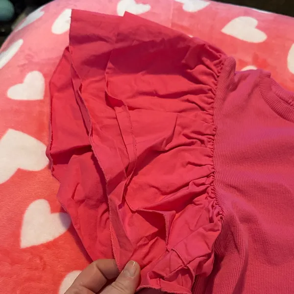 Zara Pink Ruffled Sleeve One Piece - Image 3