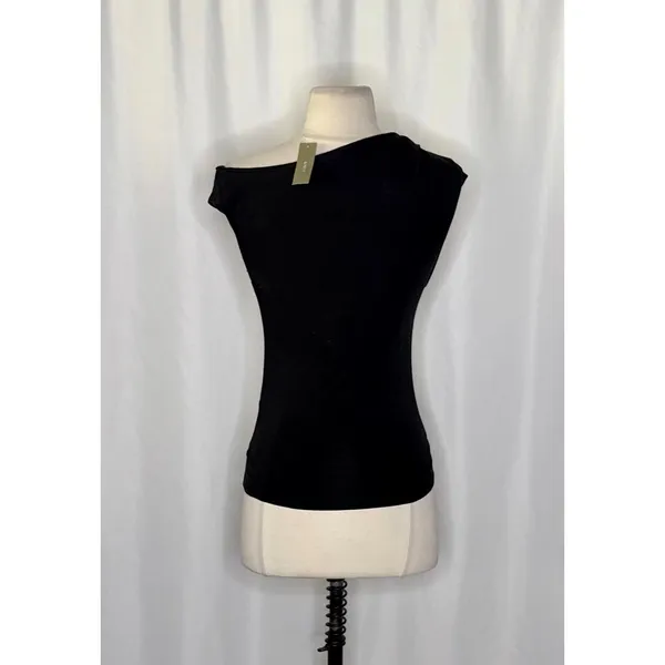 NWT!! J. CREW Stretch Cotton Blend Off the Shoulder Top Solid Black XXS XX-Small - Image 8