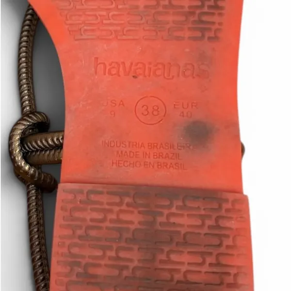 Havaianas Una Acai Cord Strap Slingback Sandals Beach Bronze Orange Sole Sz 9 - Image 9