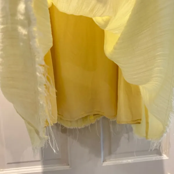 Cloud Ten Babydoll Mini Dress Frayed Hem Linen Blend Summer Yellow‎ Size Medium - Image 3
