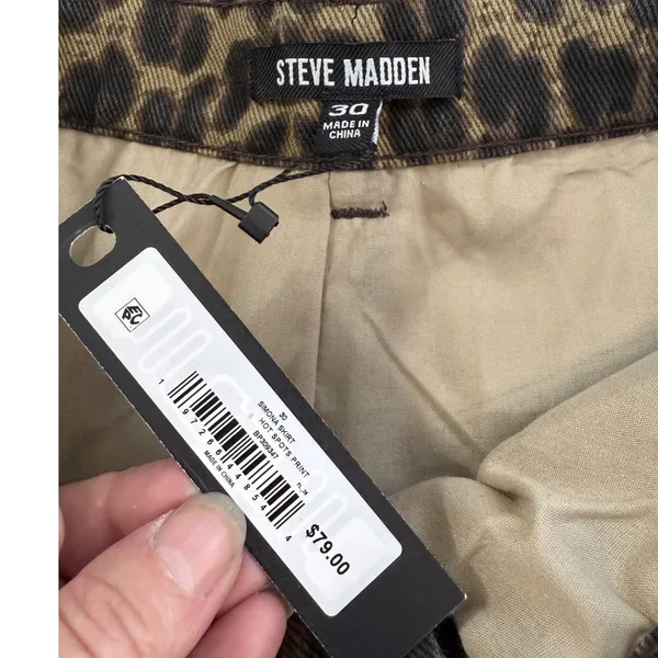 Steve Madden Simona Leopard Print Bubble Mini Skirt‎ Y2K Indie Sleaze Denim 30 - Image 4