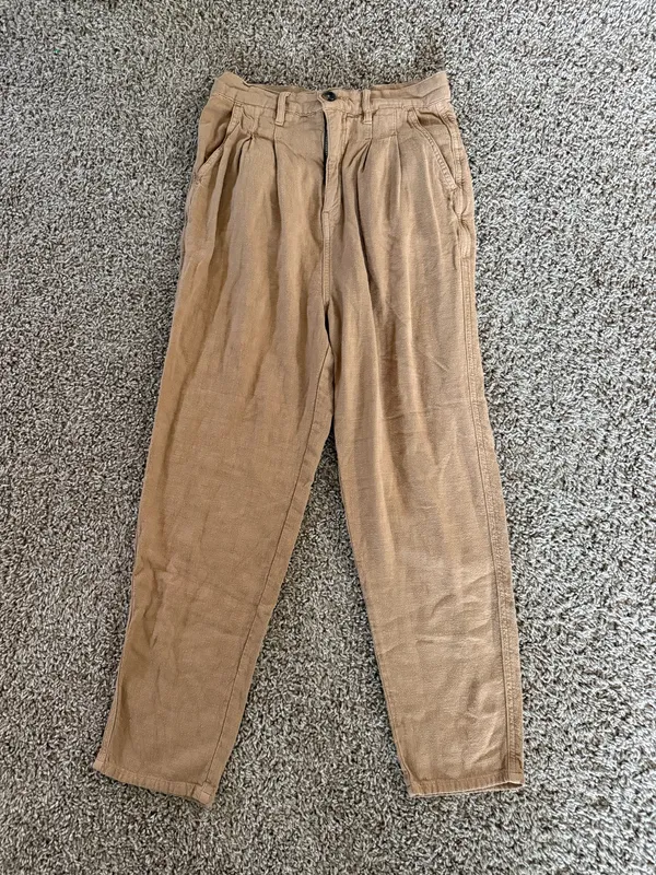 Free People Faded Love Sandstorm/Tan Linen Blend Trousers Women’s 25 - Image 3