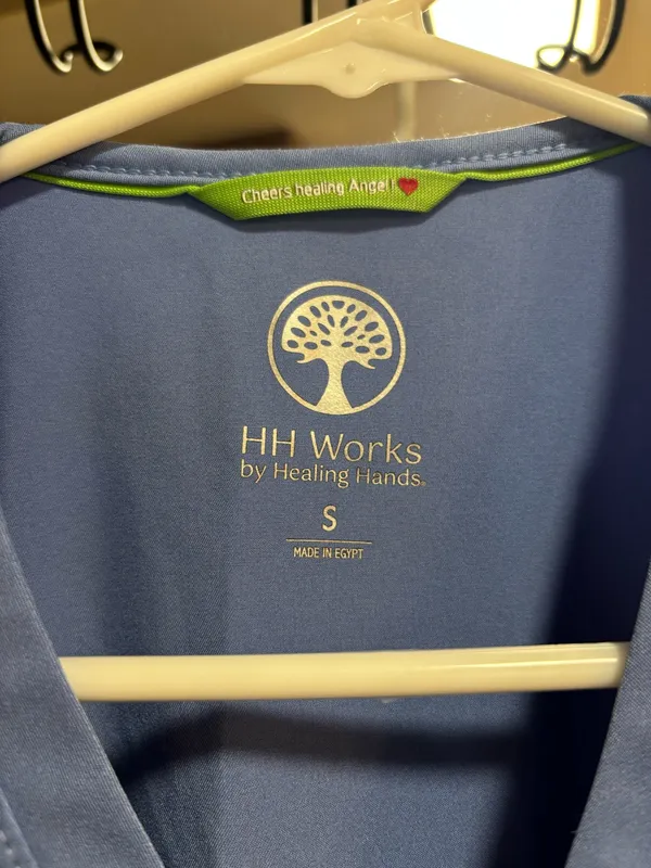 Healing Hands Scrub Top Women’s Small Ceil Blue - Image 2