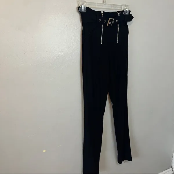 Rehab Black Straight Skinny Leg Women's Trousers Pants Gold Accents Medium - Image 2
