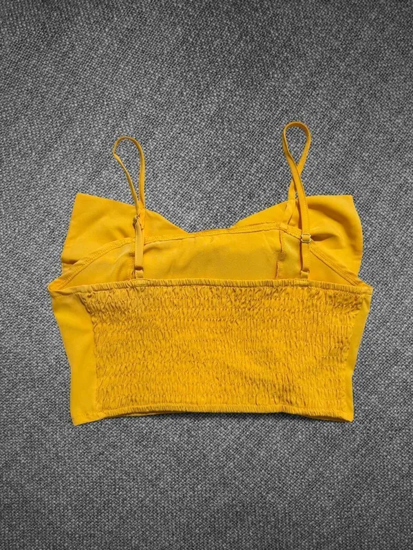 Yellow Oversized Bow Cropped Cami Top Size Small - Image 7