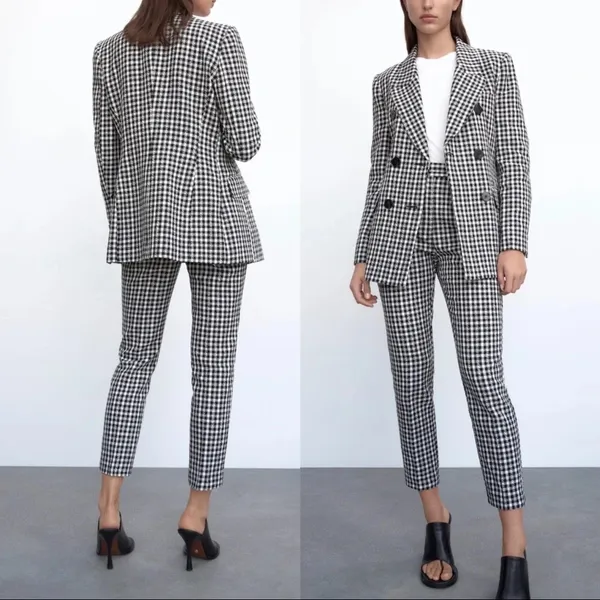 Zara black and white gingham suit jacket - Image 2