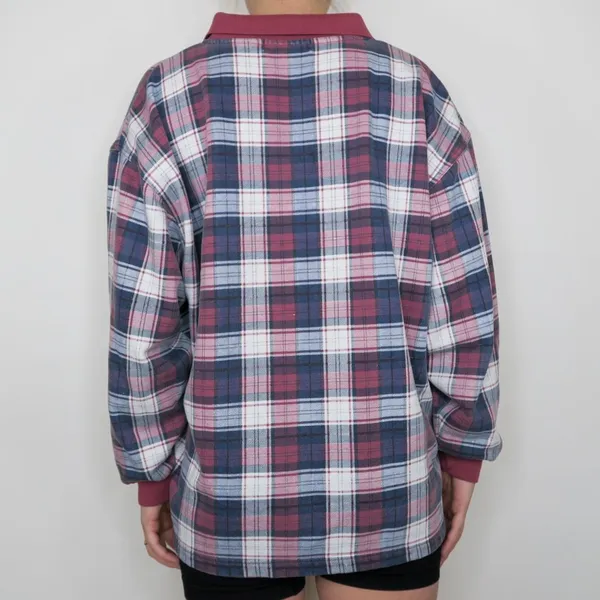 Vintage 90s Paris Sports Club Plaid Polo Shirt - Image 5