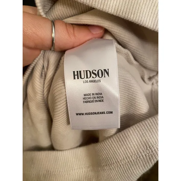 Hudson Los Angeles Fitted Neutral Tie Dye Cropped Baby Tee Mini Mock Neck Ribbed - Image 5