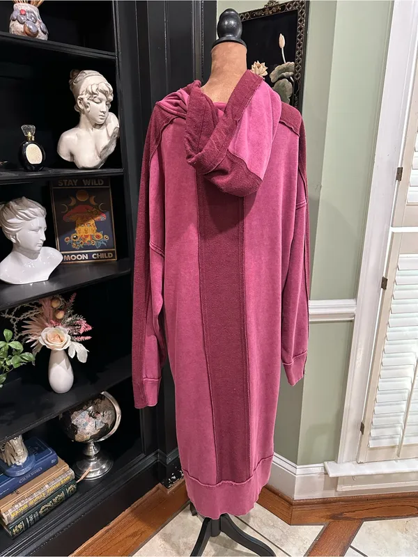 Oli & Hali Washed Pink Hooded Sweatshirt Tunic Dress – Size Large - Image 8