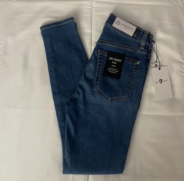 7 For All Mankind Silm illusion Luxe High Waist Ankle Skinny Jeans Sz 25 - Image 3