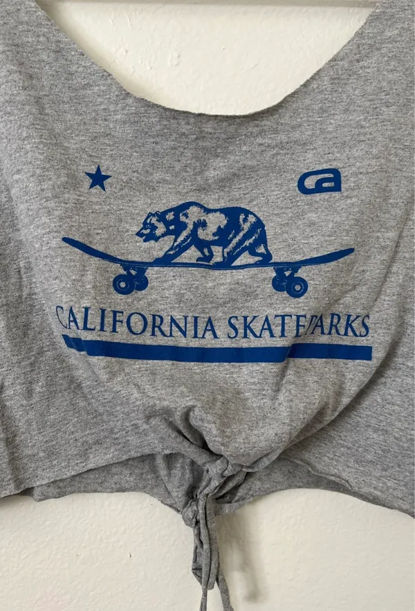 Heather Grey Tank Crop Top Gray - Image 5