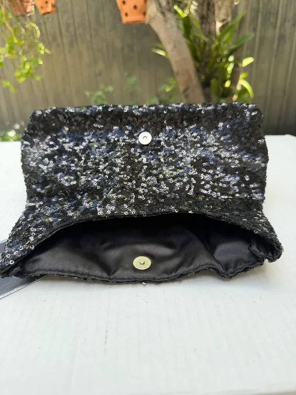 Victoria’s Secret Black Sequin Clutch Cosmetic Bag NWT Give Me VS Evening Pouch - Image 11