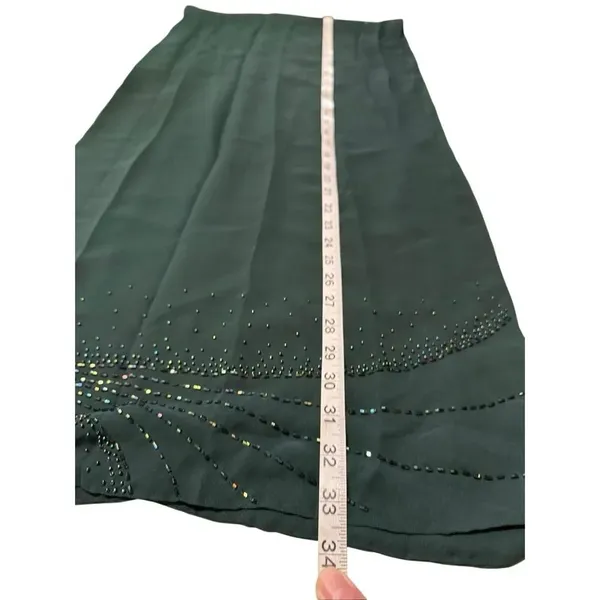 Vintage Miss Milan dark green, sleeveless Beaded evening gown Sz 6 NWT - Image 8