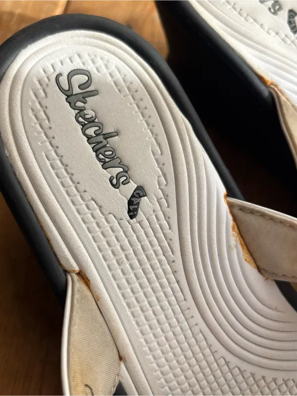 Skechers White Heeled Rhinestone Sandals - Image 2