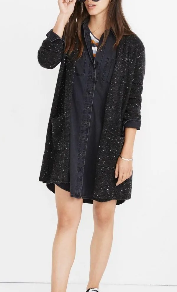 Madewell Donegal Kent Cardigan Sweater in Coziest Yarn in Dark Gray Size Medium - Image 2