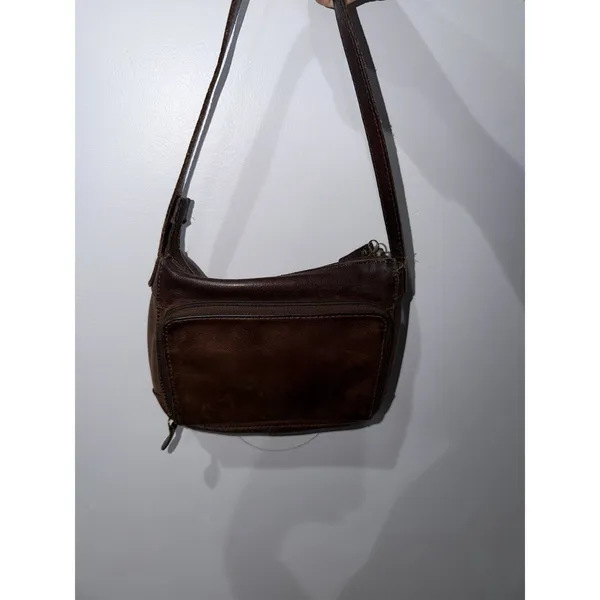 Vintage Fossil Brown Pebbled Leather Shoulder Handbag Y2K F‎ - Image 5