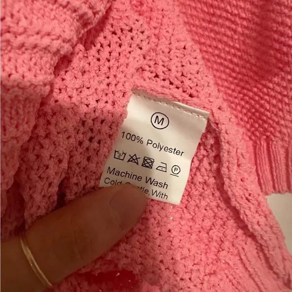 Pink Sleeveless Women's Sweater Size M - Image 2