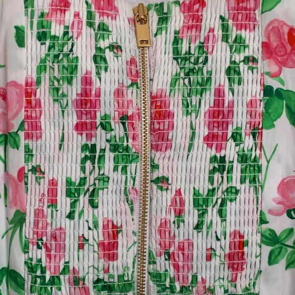 NWT Hill House Home‎ Puff Sleeve Floral Bow Crop Top in White/Pink - Image 6