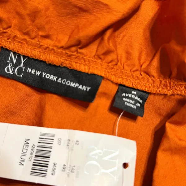 New York & Company Burnt Orange Ruffle Crochet Lace Peplum Blouse Medium NWT - Image 5