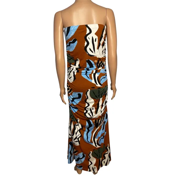 Celandine Suzanne Lustig Gabbie strapless ruched tube dress size L abstract boho - Image 2