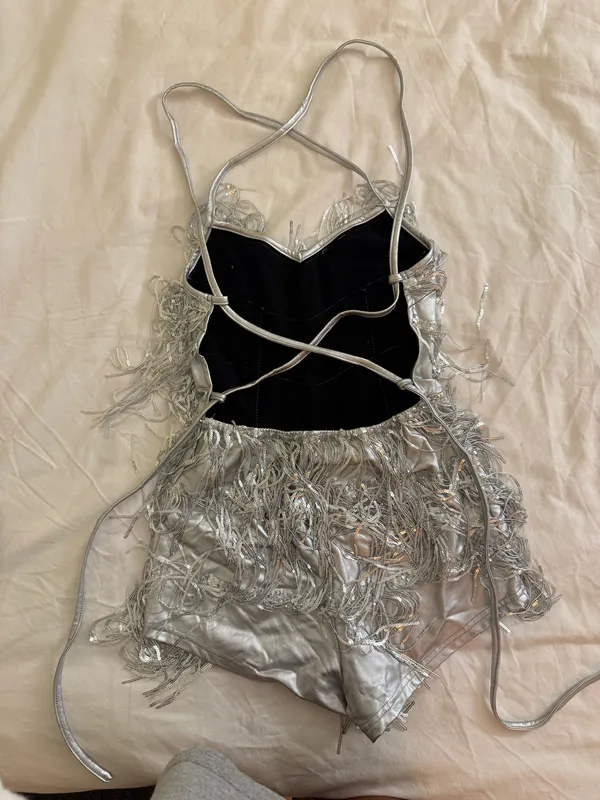 sparkly silver romper shein - Image 2