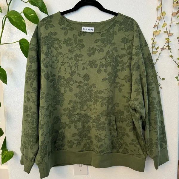 Old Navy Green Floral Women's / Men’s Sweater- unisex XL - Image 2