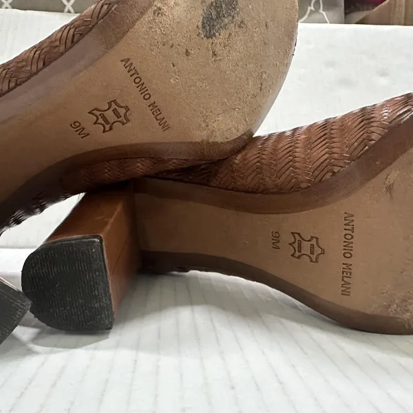 Antonio Melani Tassel Pump‎ Shoes Womens 9 Brown Leather Block Heel Round Toe - Image 11
