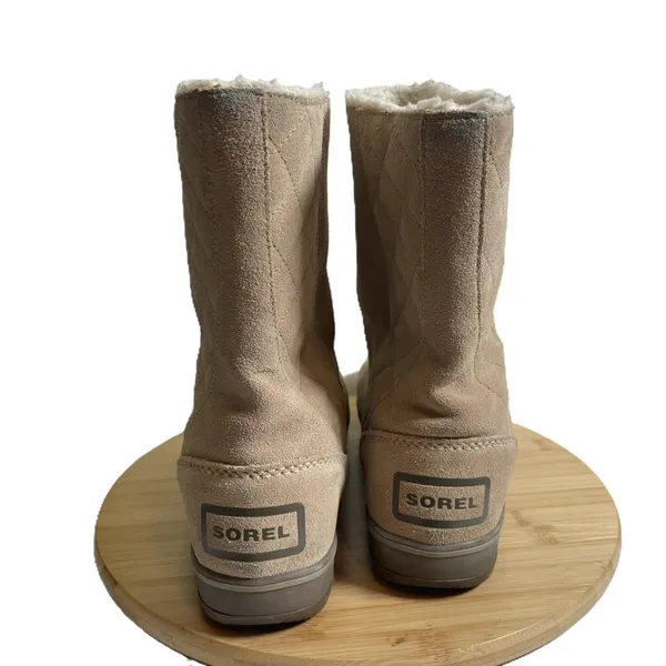 Sorel Women 10 Beige Suede Leather Glacy Boots Waterproof Sherpa Lined Winter - Image 4