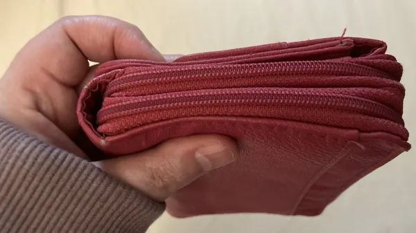 Pink long wallet with snap and zippers lots of compartments with card holder - Image 10