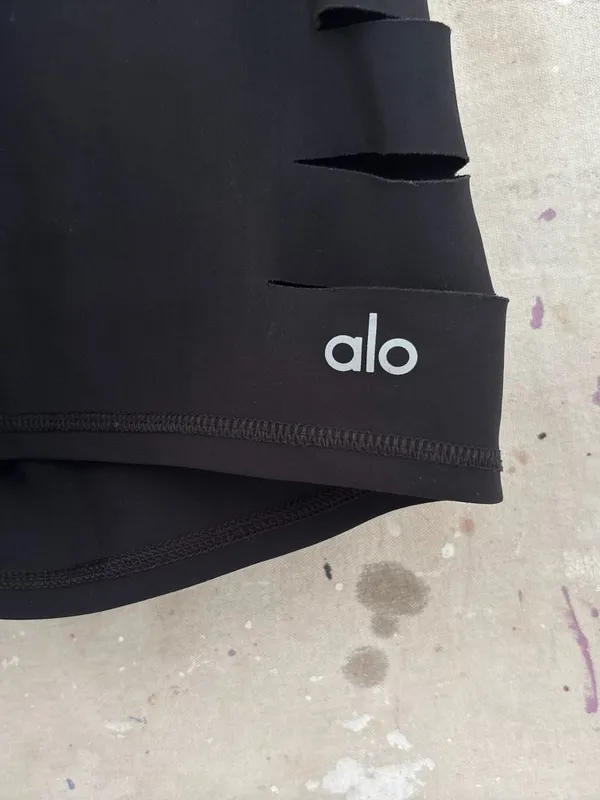 Alo Yoga Ripped High Waist Warrior Bike Shorts in Black - Image 5