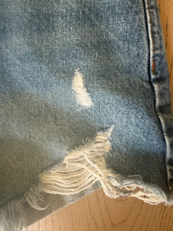 Zara Light Blue Distressed Jean Shorts - Image 6
