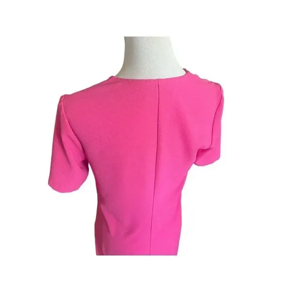 Womens Charles Henry Textured Pink V Neck Sheath Dress - Sz S - Image 2