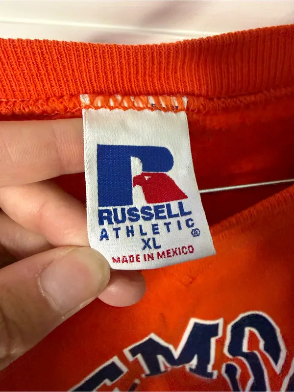 Russell Athletic Cropped Orange Clemson Crewneck Sweatshirt Collegiate Football - Image 2