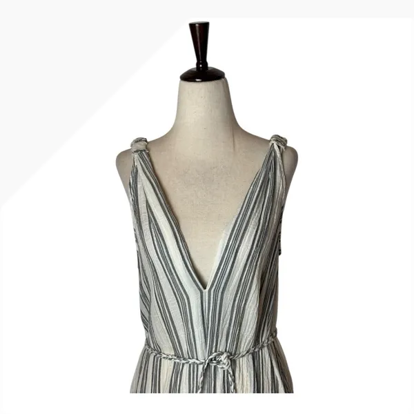 LoveShackFancy Dress Women XS Ivory Gray Striped Georgica Maxi Luxury‎ Boho - Image 5
