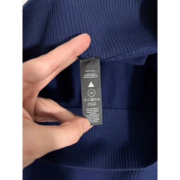 Balance Athletica Navy Vitality Ribbed Fitted Athleisure Travel Midi Skirt M - Image 4