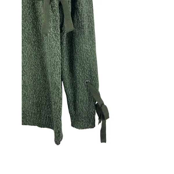 Audrey Parks Francesca’s Sweater Womens M Heathered Green Lace Up Knit Boho NWT - Image 3