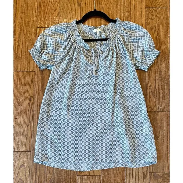 Joie silk medallion smocked puff sleeve top xs - Image 6