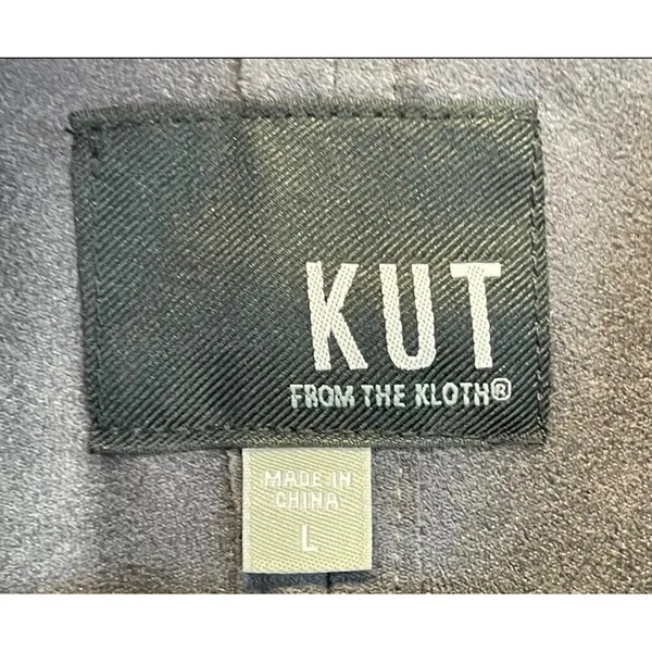 KUT FROM THE KLOTH Dianne Jacket Women Large Gray Faux Suede Drape Front Cinch‎ - Image 7