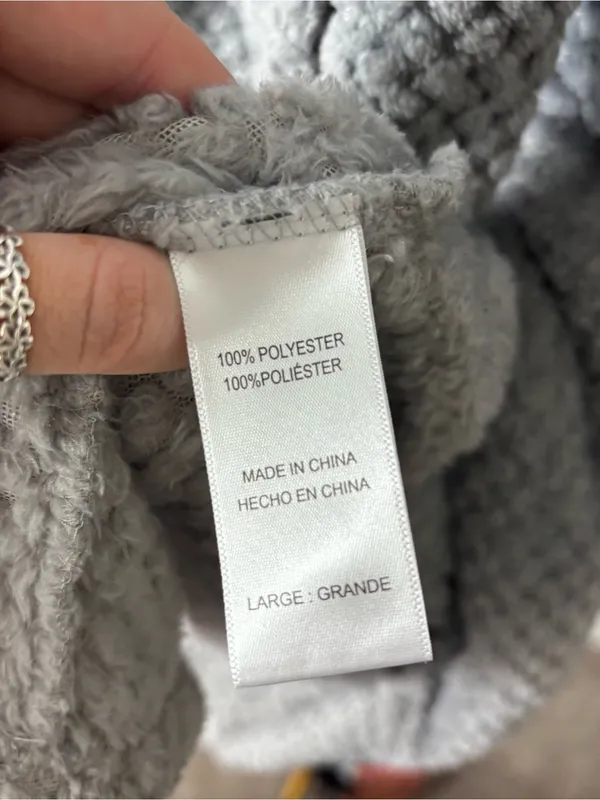 Midnight by Carole Hochman Plush Grey Hooded Bath Robe size Large - Image 5