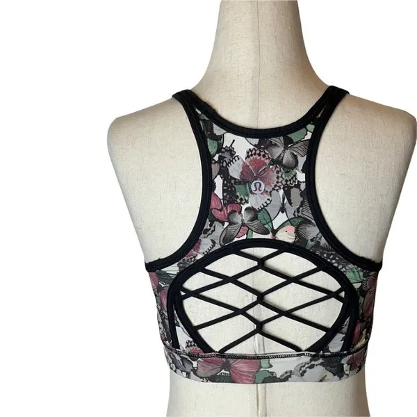 Lululemon Sweaty or Not Bra II So Fly Butterfly‎ Angel Wing Sports Bra Size 4 - Image 5
