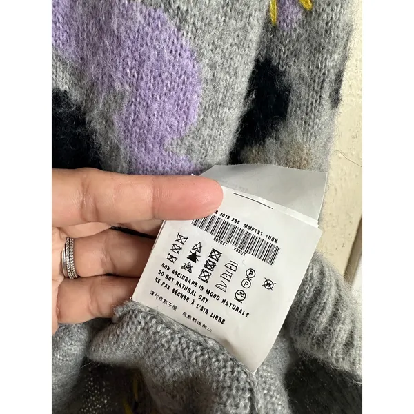 Miu Miu Flower Intarsia Cardigan in Grey Soft Fuzzy Mohair Womans 42/ US 6 - Image 14