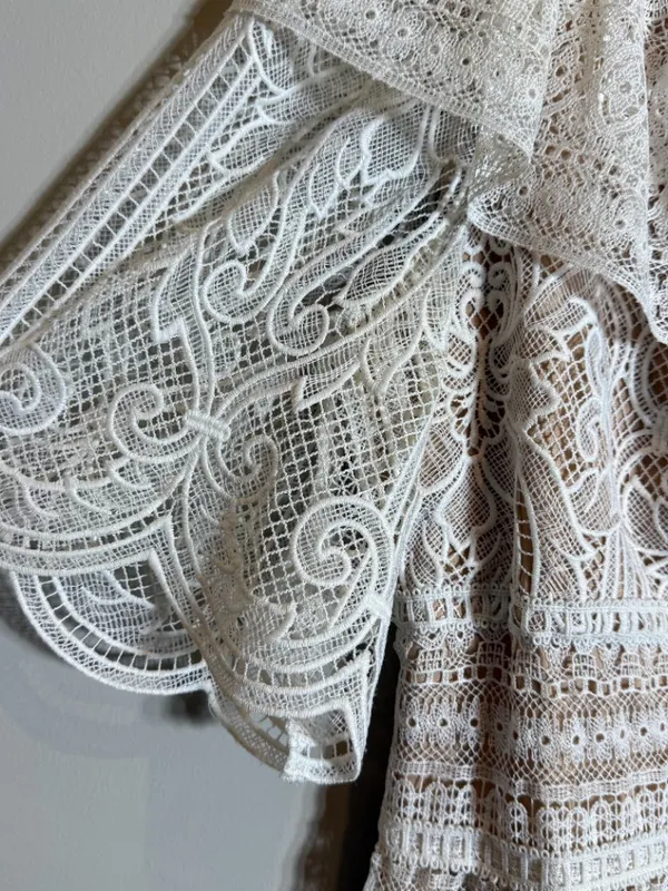 ML Monique Lhuillier Lace Fit & Flare Mini Dress Womens 18 White Formal Cocktail - Image 10