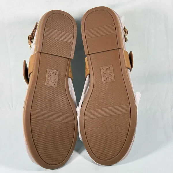 Naturalizer Size-10M Womens Taylor T-Strap Slingback Flat Sandal Tan Leather‎ - Image 4