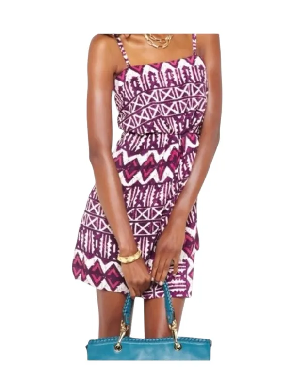 Anthropologie x Yoana Baraschi 𖣨 Tribal Print Faux Wrap Dress 𖣨 Pink Red 𖣨 8 - Image 4