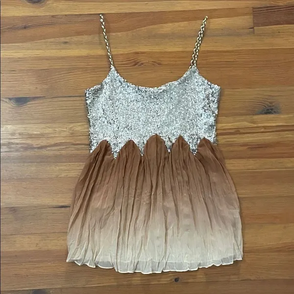 Gimmicks by BKE Sequin Babydoll Tank Top M Brown Ombre Boho Fairy Whimsigoth - Image 4
