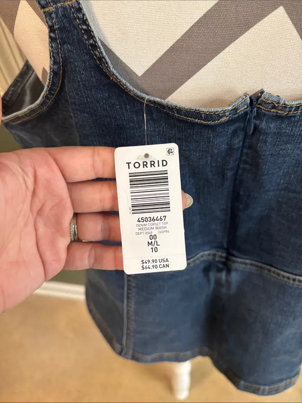 torrid Dark Blue Denim Tank with Panel Stitching - Image 3