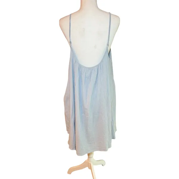 Wishlist Blue Gauze Swing Dress L Strappy Low Back Pockets Flowy - Image 9