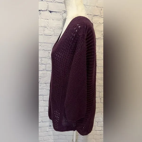 Torrid Lurex Pointelle Tunic Sweater Wool Blend Metallic Purple 1/1X - Image 3
